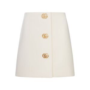 Gucci Women Wool Crepe Skirt With Double G Button